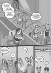 2019 anthro big_breasts breasts canid canine clothed clothing comic dialogue digital_media_(artwork) dipstick_ears disney ear_markings english_text felid female fox freckles_(artist) fully_clothed gloves_(marking) greyscale hi_res huge_breasts judy_hopps lagomorph leporid male mammal markings monochrome multicolored_ears nick_wilde rabbit speech_bubble text zootopia