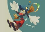 anthro belt bottomwear clothing collar footwear gloves handwear hat headgear headwear long_ears male ring shoes shorts smile solo yellow_eyes lenz bandai_namco klonoa_(series) huepow klonoa domestic_cat felid feline felis mammal hi_res