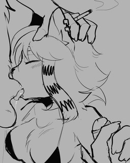 anthro bikini bikini_top bodily_fluids breasts cigarette claws clothing ear_piercing eyes_closed facial_piercing fellatio female foreskin fur genitals group group_sex hair handjob holding_cigarette holding_object male male/female nose_piercing nose_ring oral penile penis piercing ring_piercing saliva sex smoke swimwear threesome trio two-piece_swimsuit h0t-garbage kate_(h0t-garbage) felid feline mammal absurd_res animated frame_by_frame hi_res monochrome sketch