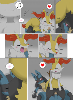 69_position anthro black_body black_fur blue_body blue_fur blush cunnilingus duo erection eyes_closed fellatio female female_penetrated fur genitals heart_symbol humanoid_genitalia humanoid_penis inner_ear_fluff interspecies licking lying male male/female male_penetrating male_penetrating_female open_mouth oral oral_penetration orgasm penetration penile penile_penetration penis penis_lick red_eyes sex sitting text tongue tongue_out tuft vaginal vaginal_penetration vulva yellow_body yellow_fur winick-lim nintendo pokemon braixen canid canine generation_4_pokemon generation_6_pokemon lucario mammal pokemon_(species) 2015 comic hi_res