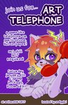 advertisement anthro black_claws black_nose blonde_hair breasts circle_eyebrows claws electronics emanata eyebrows female fur gradient_hair grey_body grey_eyebrows grey_fur hair holding_object holding_phone landline_phone long_hair open_mouth open_smile orange_hair outline phone pink_inner_ear pink_tongue poster_design purple_background purple_eyes purple_text simple_background smile solo text tongue white_outline white_text onigiriad anthro_northwest arcadia_(onigiriad) canid canine canis domestic_cat felid feline felis hybrid mammal wolf 2024 cel_shading clip_studio_paint_(artwork) digital_drawing_(artwork) digital_media_(artwork) english_text shaded nonbinary_(lore)