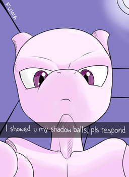 ambiguous_gender anthro caption purple_body purple_eyes selfie serious_face solo text mr_fuwa nintendo please_respond pokemon snapchat generation_1_pokemon legendary_pokemon mewtwo pokemon_(species) absurd_res digital_media_(artwork) english_text hi_res meme
