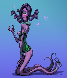 1_eye 7_heads areola beckoning bedroom_eyes bite biting_lip biting_own_lip blue_background breasts clothed clothing exposed_breasts eyelashes female forked_tongue gesture green_clothing green_eyes green_topwear half-closed_eyes heart_symbol hearts_around_head lips living_hair medium_breasts multi_head multicolored_tentacles narrowed_eyes nipples noseless partially_clothed partially_clothed_female partially_clothed_humanoid pink_tongue pseudo_hair purple_areola purple_body purple_lips purple_nipples purple_pseudo_hair purple_scales purple_tentacles rattle_(anatomy) scales seductive self_bite shadow sharp_teeth side_view simple_background snake_hair solo teal_tentacles teeth tentacle_legs tentacles tongue tongue_out topwear two_tone_tentacles pears_(artist) disney monsters_inc pixar celia_mae animal_humanoid humanoid reptile reptile_humanoid scalie scalie_humanoid snake snake_humanoid 2024 hi_res