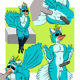 anal anal_penetration anthro black_eyes black_penis blue_body blue_feathers bodily_fluids butt cum cum_on_penis duo feathers femboy genital_fluids genitals hand_on_butt male male/male male_penetrated male_penetrating male_penetrating_male oral oral_penetration penetration penis redesign sex sitting solo wolf_ears crypurple cyan_(crypurple) avian bird 1:1 hi_res
