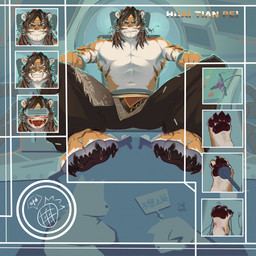 4_toes anthro barefoot bdsm blindfold blush bodily_fluids bondage bottomwear bound clothing countershade_feet countershading cuff_(restraint) feet foot_fetish foot_focus laugh male plantigrade restraints saliva shackles sitting soles solo submissive submissive_male tickle_torture tickling tickling_machine toe_restraints toes tongue tongue_out just-one-pineapple arknights hypergryph studio_montagne huai_tianpei_(arknights) felid mammal pantherine tiger 1:1 hi_res
