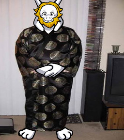 anthro barefoot beard black_eyes blonde_beard blonde_facial_hair blonde_hair clothed clothing facial_hair feet floppy_ears front_view fur hair horn lop_ears male smile solo white_body white_fur white_horn nanodude78 undertale_(series) asgore_dreemurr boss_monster_(undertale) bovid caprine goat mammal meme