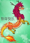 anthro blue_eyes fire fur horn male orange_body purple_body purple_fur solo yellow_body yellow_skin ziegelzeig bad_guy_cafe mythology fire_(firefox) dragon mythological_creature mythological_scalie scalie 2024