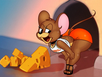 ankle_strap_heels anthro big_butt black_clothing black_collar black_footwear black_high_heels bottomwear brown_body brown_fur bubble_butt butt cheese clothed clothed_anthro clothed_male clothing collar dairy_products femboy food footwear fur high_heels male orange_bottomwear orange_clothing orange_shorts shoes shorts solo tail dracojeff femboy_hooters metro-goldwyn-mayer tom_and_jerry jerry_mouse mammal mouse murid murine rodent 2020 4:3