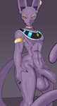 anthro balls big_balls biped collar foreskin genitals grey_background hairless humanoid_genitalia humanoid_penis long_foreskin looking_at_viewer male muscular muscular_anthro muscular_male nude_anthro nude_male penis purple_body simple_background solo standing tail unretracted_foreskin noms_(artist) dragon_ball dragon_ball_super beerus domestic_cat felid feline felis hairless_cat mammal sphynx_(cat) hi_res