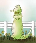 anthro blush cosmos_(flower) flower male outside plant solo toukurou crocodile crocodilian reptile scalie 2010