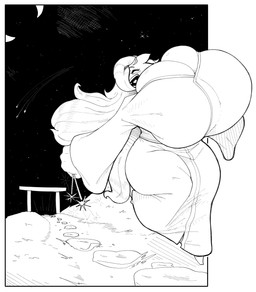 asian_clothing big_breasts breasts clothing east_asian_clothing female hair huge_breasts hyper hyper_breasts japanese_clothing kimono long_hair night outside fourofour nintendo pokemon gardevoir generation_3_pokemon pokemon_(species) 2023 absurd_res hi_res monochrome