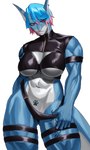 abs anthro biceps big_breasts blue_hair breasts butt butt_from_the_front clothing clothing_pull deltoids ear_piercing ear_ring facial_piercing female footprint furgonomics furry-specific_piercing hair highlights_(coloring) humanoid_face multicolored_hair muscular muscular_anthro muscular_female muzzle_piercing nose_piercing paw_tattoo_pubic pawprint pawprint_tattoo piercing pink_hair pubic_tattoo quads red_eyes ring_piercing simple_background solo tattoo triceps under_boob white_background sotcho fish marine shark 2024 absurd_res hi_res