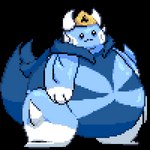 ambiguous_gender anthro belly blue_body blue_markings chubby_cheeks crown fin headgear horn markings pixelated round_body simple_background slightly_chubby solo thick_thighs tired_eyes transparent_background actualblueblu fakemon swimce_(fakemon) fish marine 1:1 alpha_channel animated digital_media_(artwork) loop low_res pixel_(artwork) pixel_animation short_playtime