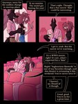 anthro beverage bottomwear chair clothing dialogue duo female food furniture male movie_theater pants popcorn shirt text topwear ponporio homeless_dog the_suit_(ponporio) canid canine canis domestic_dog mammal 3:4 absurd_res comic english_text hi_res
