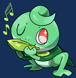 chibi feral leaf red_eyes blitzdrachin conditional_dnp arcomian_archives fakemon amphibian croakute frog alpha_channel