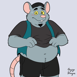 4_fingers anthro belly blush bottomwear clothed clothing clothing_lift fingers humanoid_hands male navel pink_nose shirt shirt_lift shorts simple_background slightly_chubby solo standing topwear gigizadragon brok_the_investigator cowcat_games hacker_(brok_the_investigator) mammal mouse murid murine rodent 1:1 2025 hi_res