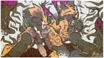 anal anal_penetration anthro bodily_fluids cum cum_in_ass cum_in_mouth cum_inside gangbang genital_fluids group group_sex male male/male penetration sex solo ananafruit african_wild_dog canid canine equid equine mammal zebra absurd_res hi_res