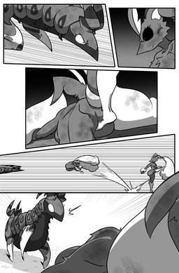 ambiguous_feral ambiguous_gender angry anthro biped black_sclera breasts bunny_costume clothed clothed_feral clothing costume featureless_breasts female female_anthro feral fight group kick quadruped surprised torn_clothing trio unconscious vein wounded cuchuflin nintendo pokemon arthropod generation_4_pokemon generation_5_pokemon lopunny myriapod pokemon_(species) scolipede 2026 absurd_res comic digital_drawing_(artwork) digital_media_(artwork) greyscale hi_res monochrome male_(lore)