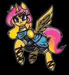 blonde_hair blue_eyes clothed clothing female feral fluffy fluffy_tail fur hair horn jewelry multicolored_hair pink_hair solo tail two_tone_hair wings yellow_body yellow_fur hijackerdraws hasbro my_little_pony eventide fan_character equid equine horse mammal pony alpha_channel