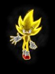 black_background blonde_hair bright_eyes clothing dark footwear fur glistening glistening_body glistening_hair gloves hair handwear looking_at_viewer male plantigrade realistic realistic_fur red_eyes shoes simple_background solo super_form superpowers walking yellow_body yellow_fur anonymous_artist sega sonic_the_hedgehog_(series) sonic_the_hedgehog super_sonic eulipotyphlan hedgehog mammal 3:4 absurd_res hi_res