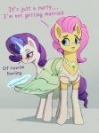 blue_eyes clothed clothing duo ear_piercing eyelashes eyewear female feral glasses hair horn piercing purple_hair smile text rodrigues404 friendship_is_magic hasbro my_little_pony mythology fluttershy_(mlp) rarity_(mlp) equid equine mammal mythological_creature mythological_equine unicorn english_text