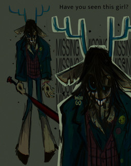 anthro antlers baseball_bat bat_(object) black_fingernails black_nails blue_antlers blue_eyes bottomwear clothed clothing colored_nails creepy fan_designs female fingernails grey_background hair hole_(anatomy) hooves horn horror_(theme) jacket looking_at_viewer nails pants simple_background solo teeth text topwear miaogo deltarune undertale_(series) dess_holiday ambient_arthropod ambient_flier ambient_fly ambient_insect arthropod deer fly_(animal) insect mammal new_world_deer reindeer undead 2025 english_text hi_res