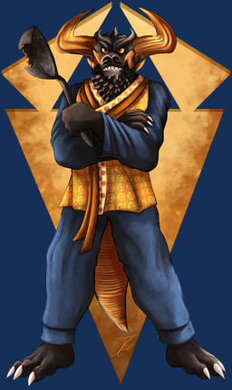 2_horns 3_toes 5_fingers anthro asian_clothing bite_mark black_body black_scales black_skin blue_bottomwear blue_clothing blue_pants blue_shirt blue_topwear bottomwear claws clothed clothing east_asian_clothing feet finger_claws fingers horn korean_clothing north_korea pan pants scales shirt short_tail solo tail toe_claws toes topwear vest yellow_clothing yellow_eyes yellow_sash yellow_topwear yellow_vest james_corck asian_mythology east_asian_mythology korean_mythology mythology bulgasari kaiju scalie 2022 alpha_channel hi_res