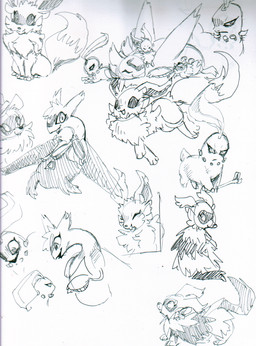 3_fingers 3_toes ambiguous_gender bone feet female feral fingers group looking_at_another multiple_poses open_mouth paws pose relaxing toes spacesmilodon nintendo pokemon avery_(latias) healer_(straviios) sivera_(zigzagoon) chikorita eevee generation_1_pokemon generation_2_pokemon generation_3_pokemon latias legendary_pokemon pokemon_(species) zigzagoon 2013 expression_sheet hi_res monochrome sketch sketch_page traditional_media_(artwork)