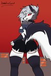 alternative_fashion anthro breasts clothed clothing female goth hand_on_butt holding_butt long_socks looking_at_viewer looking_back looking_back_at_viewer red_eyes skimpy snout solo tail spesssmutcentral helluva_boss mythology loona_(helluva_boss) canid canid_demon canine demon hellhound mammal mythological_canine mythological_creature 2:3 absurd_res hi_res