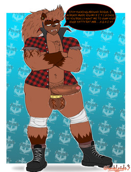 ball_stretcher bodily_fluids boots clothed clothing erection footwear foreskin genital_fluids genitals hair humanoid_genitalia humanoid_penis long_hair looking_at_viewer male muscular open_clothing open_shirt open_topwear penis precum shirt shoes solo teasing topwear dekoude bear mammal absurd_res hi_res