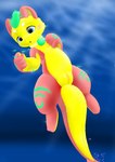 bubble female feral fur green_hair hair jewelry machine necklace pink_body sea simple_background solo swimming underwater virgin water yellow_body yellow_fur fairycatcreation lily_(munchqit) fish marine munchqit robot spirit absurd_res hi_res