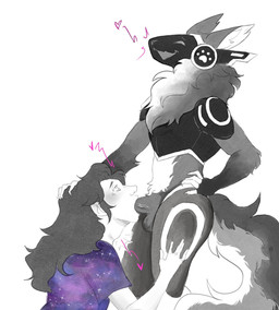 5_fingers anthro anthro_penetrating anthro_penetrating_human anthro_penetrating_male balls blush bottomless bottomless_anthro chest_tuft clothed clothed_human clothing crotch_tuft cybernetics deep_throat duo fellatio fingers fluffy fluffy_tail footprint genitals gloves_(marking) hair hand_on_another's_head hand_on_another's_thigh hand_on_hip heart_symbol human_on_anthro human_penetrated inner_ear_fluff interspecies kneeling_oral_position light_body light_skin long_hair looking_at_another looking_at_partner looking_pleasured machine male male/male male_anthro male_human male_on_anthro male_on_human male_penetrated male_penetrating male_penetrating_human male_penetrating_male markings neck_bulge oral oral_penetration paw_symbol pawprint penetration penile penis penis_in_mouth ruff screen screen_face sex shirt simple_background standing tail topwear tuft vein veiny_penis xenophilia rainnpaper alien cyborg human mammal protogen 2024 hi_res restricted_palette