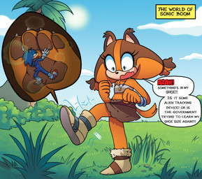 4_toes anthro bodily_fluids claws clothing dialogue duo extreme_size_difference feet female female_anthro foot_fetish foot_focus foot_play inside_clothing inside_shoe insole male male/female male_anthro micro pawpads paws size_difference soles speech_bubble sweat sweaty_feet text toe_claws toes trapped_in_clothing trapped_in_footwear trapped_in_shoe underfoot emmacat64 sega sonic_boom sonic_the_hedgehog_(series) sonic_the_hedgehog sticks_the_jungle_badger badger eulipotyphlan hedgehog mammal mustelid musteline absurd_res english_text hi_res