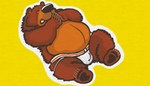 anthro belly black_nose brown_body brown_fur bulge clothing fur jockstrap lying male overweight overweight_anthro overweight_male simple_background solo underwear yellow_background dakota-bear bear mammal 2017 archived_source