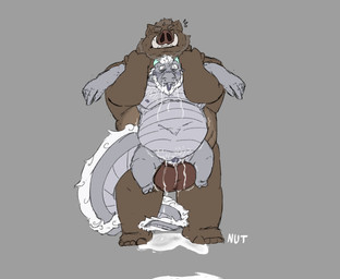 anal anal_penetration anthro balls beard belly big_belly blush bodily_fluids body_hair brown_body brown_fur cum cum_drip cum_from_mouth cum_in_mouth cum_inflation cum_inside cum_on_balls cum_on_ground dripping duo erection eyes_closed facial_hair full_nelson full_nelson_(arms_held) fur genital_fluids genitals hair held_up horn humanoid_genitalia humanoid_penis inflation male male/male male_penetrated male_penetrating male_penetrating_male musclegut muscular nipples nude open_mouth overweight overweight_anthro overweight_male pecs penetration penile penile_penetration penis restrained_arms scar sex simple_background tail thick_thighs tongue tusks whiskers nutdoesart asian_mythology east_asian_mythology mythology sihai's_legacy jehu_(sihai's_legacy) shen_(sihai's_legacy) dragon eastern_dragon mammal mythological_creature mythological_scalie scalie suid suine sus_(pig) wild_boar digital_media_(artwork) hi_res