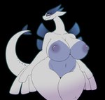 anthro areola big_breasts big_nipples breasts curvy_figure featureless_crotch female huge_breasts huge_hips looking_at_viewer nipples nude puffy_nipples simple_background smile solo tail thick_thighs voluptuous white_body wide_hips pitch-black-crow nintendo pokemon generation_2_pokemon legendary_pokemon lugia pokemon_(species) hi_res