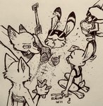 2022 absurd_res anthro beach bikini bottomwear canid canine clothing disney eyewear fan_character fennec_fox finnick_(zootopia) fox fur greyscale group hi_res inktober jack_savage judy_hopps lagomorph leporid mammal monochrome nick_wilde outside rabbit red_fox sand seashell seaside shell shorts skye_(zootopia) sleeping standing sunglasses swimwear theblueberrycarrots tongue tongue_out traditional_media_(artwork) true_fox two-piece_swimsuit zootopia