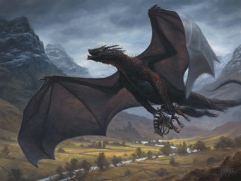 ambiguous_gender armor cloud detailed_background duo extreme_size_difference feral field flying headgear helmet holding_character horn membrane_(anatomy) membranous_wings mountain open_mouth outside plant river size_difference tail tree wings chris_rahn hasbro magic:_the_gathering mythology wizards_of_the_coast dragon equid equine horse mammal mythological_creature mythological_scalie scalie 2017 4:3 official_art