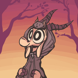 ambiguous_gender anthro carrying_another clothing duo facial_markings gradient_background head_markings hoodie horn markings on_head plant simple_background size_difference smile sunset topwear tree fuel_(artist) chico_(fuel) deke_(ittybittykittytittys) antelope bat bovid gazelle mammal megabat 1:1 2019