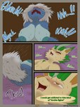3:4 absurd_res after_sex anthro aurora_daiken big_breasts blue_body blush bodily_fluids breasts canid canine comic dialogue digital_drawing_(artwork) digital_media_(artwork) duo eeveelution english_text fainted female female_penetrated flamberry_(artist) fur generation_4_pokemon generation_5_pokemon hair hi_res ibispaint_(artwork) leafeon lyennan_venizee_flare_(flamberry) male male/female male_penetrating male_penetrating_female mammal nintendo nipples nude onomatopoeia open_mouth penetration pokemon pokemon_(species) samurott sex simple_background slightly_chubby smile sound_effects speech_bubble text tongue