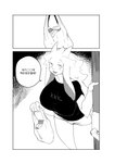 anthro biped border breasts clothed clothing dialogue female holding_bag solo speech_bubble text white_border buta99 vanilla_(buta99) bovid caprine goat mammal absurd_res comic hi_res korean_text monochrome translation_request