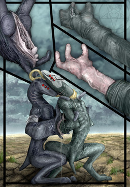 3_fingers 4_fingers 6_eyes bodily_fluids cloud cloudy_sky cracked_ground crouching crouching_sex detailed_vulva digitigrade dot_pupils dripping duo female fingers fisting foreskin genital_fluids genitals gills grass grey_body hand_vulva head_lick head_on_head licking licking_another limb_genitals long_tongue male male/female metal_plates multi_eye neck_gills neck_lick nude outside penetration penis penis_arm penis_limb plant red_eyes red_sclera retracted_foreskin saliva saliva_drip saliva_on_head saliva_string short_tail sky tail tapering_tail tongue tongue_around_neck tongue_on_head tongue_out unretracted_foreskin unusual_anatomy unusual_genitalia unusual_genitalia_placement unusual_limb unusual_penis unusual_penis_placement unusual_vulva unusual_vulva_placement vaginal vaginal_fisting vaginal_fluids vaginal_penetration veiny_arms vulva what yellow_tongue chimera_synx alien meep_(chimera_synx) 2008