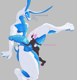 3_toes antennae_(anatomy) anthro balls big_balls big_butt big_penis black_body blue_body brown_body butt claws color_coded_text dialogue duo erection feet genitals grey_background hair huge_penis humanoid_genitalia humanoid_penis larger_male machine male male/male nude penis penis_grab pink_hair profanity sex simple_animation simple_background size_difference spread_legs spreading tail text thick_thighs toes translucent translucent_penis whiskers white_body 0grapheneheart0 axis_(0grapheneheart0) android lagomorph leporid mammal rabbit robot synth_(vader-san) absurd_res digital_media_(artwork) english_text hi_res