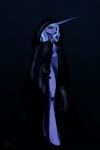 anthro black_background blue_hair blush cloak clothing female hair hood horn long_hair simple_background smile solo cosmicunicorn friendship_is_magic hasbro my_little_pony mythology princess_luna_(mlp) equid equine mammal mythological_creature mythological_equine unicorn 2:3 hi_res