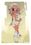 blue_eyes brown_body brown_skin butt clothed_female clothed_humanoid clothing eyebrows female female_humanoid fingers footwear looking_at_viewer looking_back looking_back_at_viewer overalls pseudo_hair rear_view socks solo tan_body tan_skin tentacle_hair tentacles text walking amiokay nintendo splatoon agent_8_(splatoon) ambient_fish ambient_sealife animal_humanoid cephalopod cephalopod_humanoid humanoid marine marine_humanoid mollusk mollusk_humanoid squid_humanoid 2024 digital_drawing_(artwork) digital_media_(artwork) full-length_portrait hi_res portrait