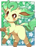 ambiguous_gender blush feral floral_pattern looking_at_viewer solo evil_anaunara nintendo pokemon eeveelution generation_4_pokemon leafeon pokemon_(species) hi_res