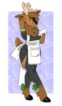 anthro antlers brown_body brown_fur clothing femboy fur hair hooves horn looking_at_viewer maid_apron maid_uniform male simple_background solo uniform cristim200 empire_(character) deer mammal absurd_res hi_res