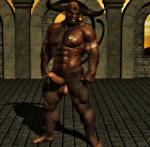 5_toes abs anthro balls biceps big_muscles biped bodily_fluids brown_body brown_fur brown_penis brown_skin erection facial_piercing feet front_view fur genital_fluids genitals hair half-closed_eyes horn humanoid_feet humanoid_genitalia humanoid_penis humanoid_pointy_ears looking_at_viewer male mohawk muscular muscular_anthro muscular_male narrowed_eyes navel nipples nose_piercing nose_ring nude open_mouth paws pecs penis piercing plantigrade pointy_ears pose precum red_eyes ring_piercing seductive septum_piercing shadow short_hair sky solo standing tattoo teeth toes black_howler european_mythology greek_mythology mythology bovid bovine mammal minotaur 2014 3d_(artwork) digital_media_(artwork) pinup