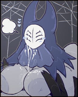2_horns 6_eyes anthro areola bodily_fluids breast_play breasts cum duo eyes_closed female genital_fluids heart_symbol hood horn male male/female mature_female multi_eye sex titfuck moogers hollow_knight_(franchise) team_cherry herrah_(hollow_knight) arachnid arthropod 2025 absurd_res hi_res