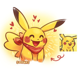black_body black_fur blush eyes_closed female feral fur happy heart_symbol open_mouth pattern_background red_cheeks simple_background smile solo sparkles white_background yellow_body yellow_fur sofnas nintendo pokemon pokemon_mystery_dungeon spike_chunsoft generation_1_pokemon mammal pikachu pokemon_(species) rodent 1:1 absurd_res bust_portrait hi_res portrait reference_image signature